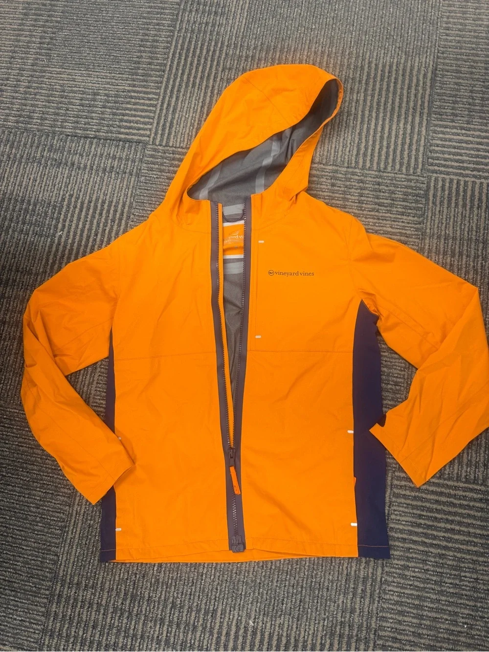 EUC Vineyard Vines Kids Orange On The Go Rain Jacket Sz M